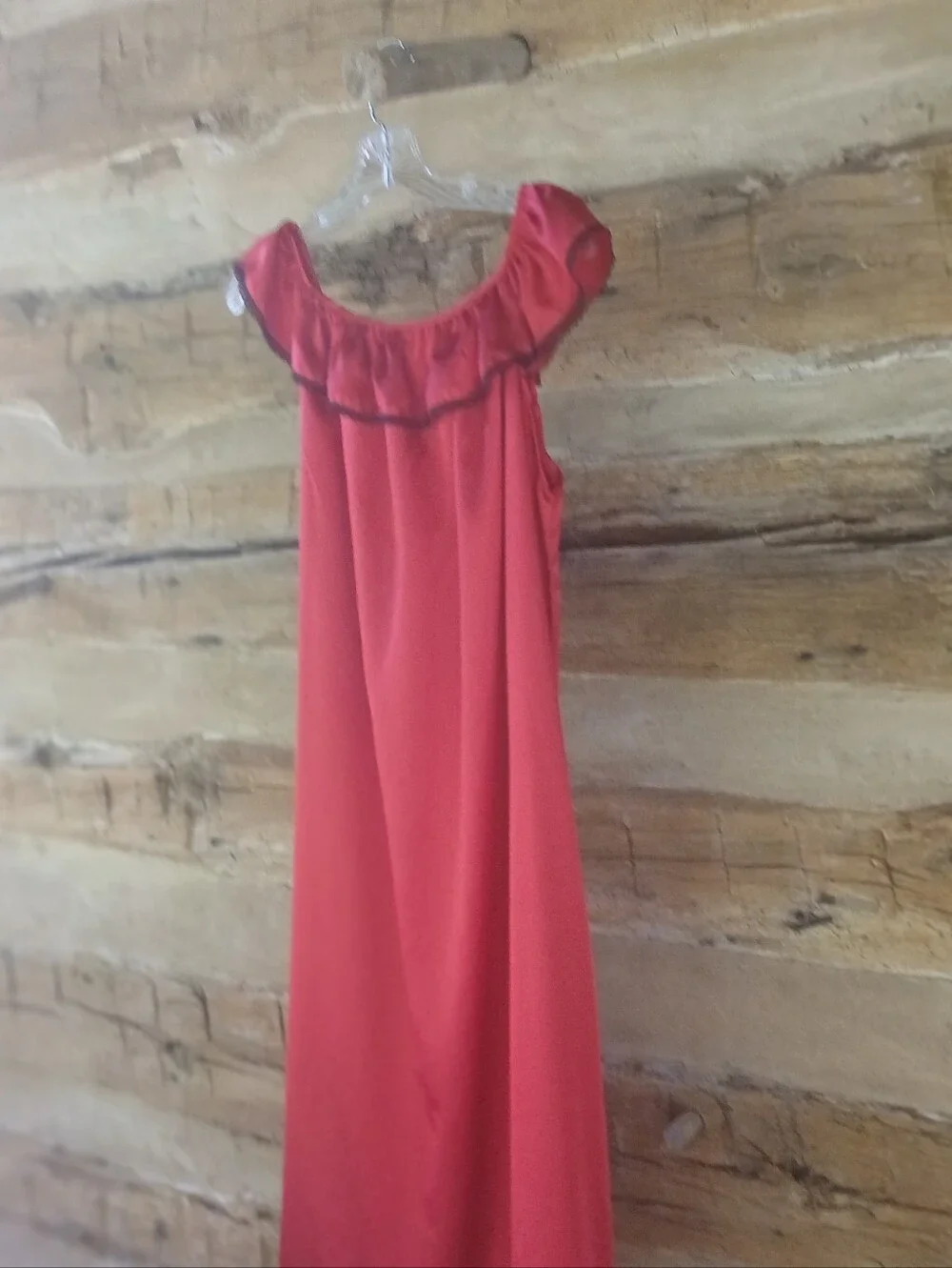 Unbranded Red Off The Shoulder Satin Maxi Nightgown 2XL